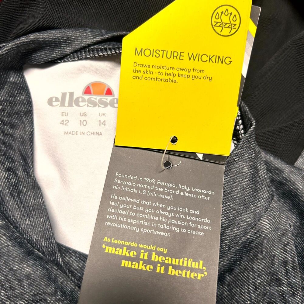 Ellesse Teasel Tennis Dress Women 10 Black Denim Racerback Sleeveless Active NWT - Picture 8 of 14